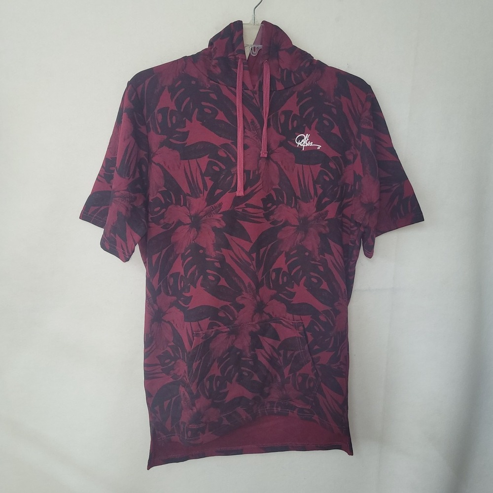 Young Reckless Short Sleeve‎ Hoodie Mens L Red Signature Chase Dreams Floral New